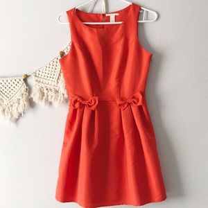 F21 Coral Pleated Bow Dress